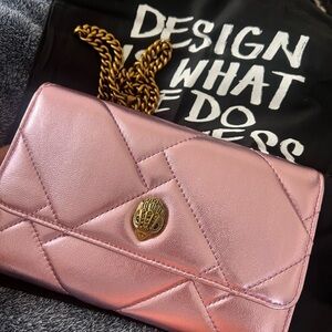 Kurt Geiger Quilted Kensington Wallet on Chain Pink